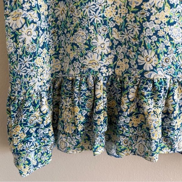Cynthia Rowley Ruffle Hem Blue Floral Tank Top Size Medium - Picture 3 of 10